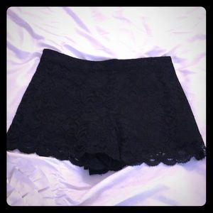 Aqua black lace high waisted shorts